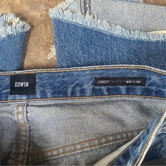 EDWIN Chrissy flare jeans frayed hem 28 / 6 in Rumour Anthropologie Free People - Picture 8 of 10